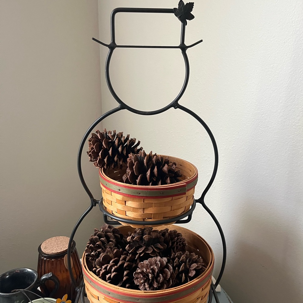 Longaberger iron snowman basket